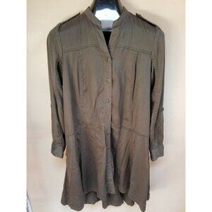 Anthropologie Holding Horses Sz 4 Button Swing Shirt Dress / Jacket Olive Green